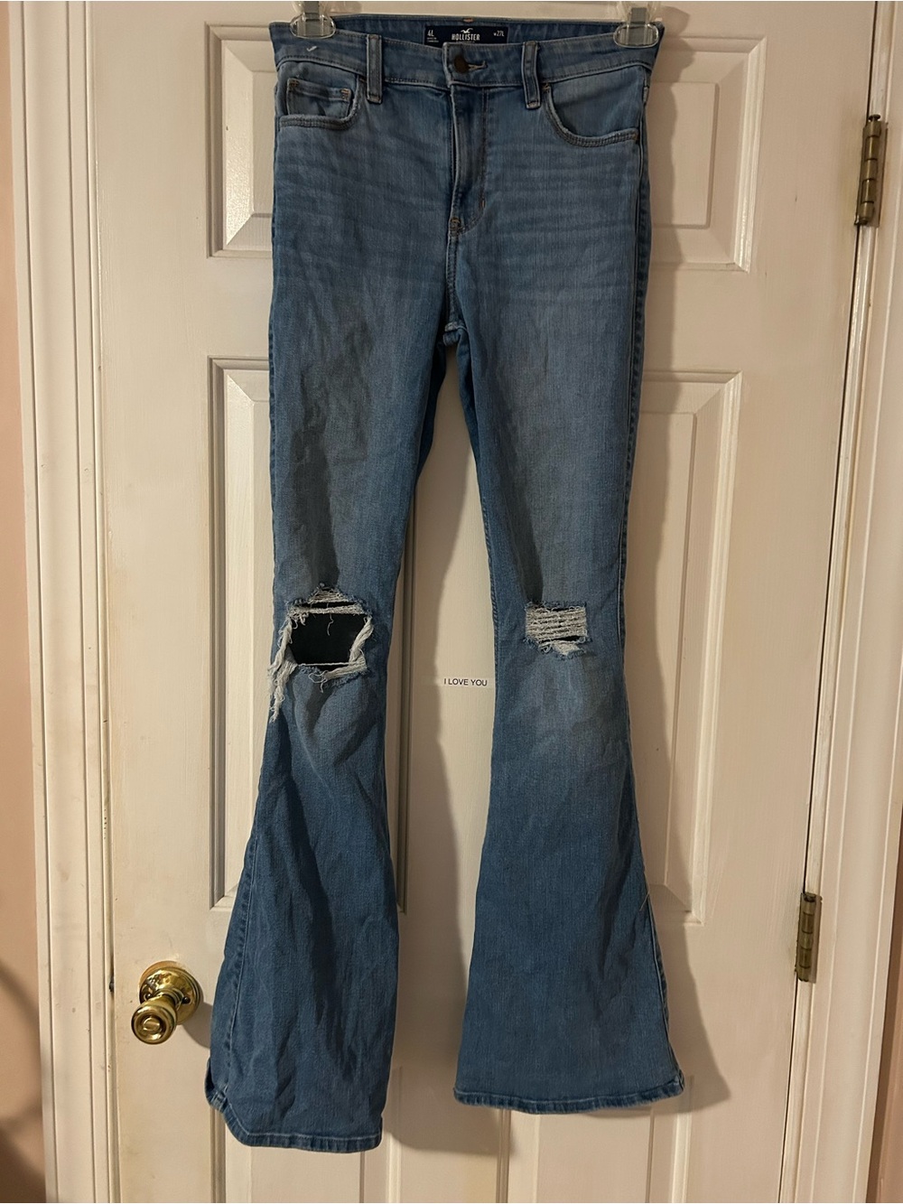 Hollister Light Blue Distressed Bootcut Jeans 27L